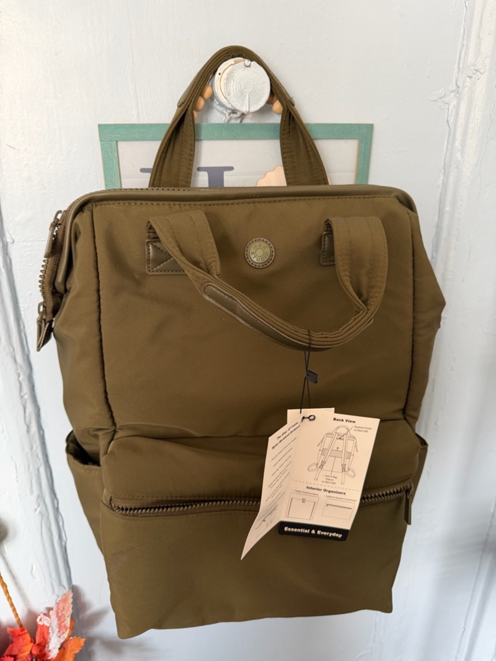 Max Studio Olive Green Everyday Backpack Tote